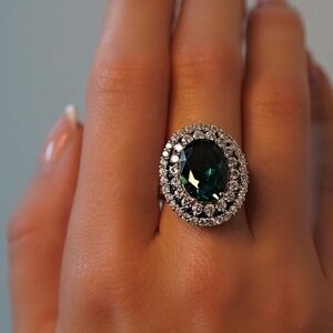 Copper-Bearing Paraiba-Type Tourmaline & Clear CZ Women's Elegant